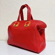 FENDY handbag, red and gold, genuine leather bag. #QY09OW