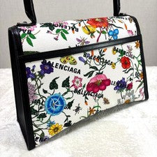 BALENCIAGA Gucci Hacker Project Flora Hourglass Handbag Black #QYF8B0