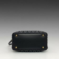 MIU MIU Matelass? 2-Way Handbag, Black Leather Women #QY1QXG