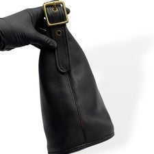 COACH Old Coach Shoulder Bag, Made in USA, Black Leather #QYDQ9E