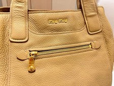 miu miu beige leather tote bag