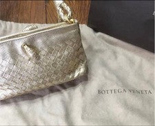 Gold Bottega Veneta Intrecciato Semi-Shoulder Bag #QYGYBW