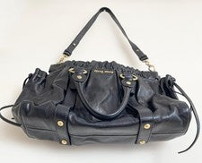 Miu Miu Black Vitello Lux Leather Tote