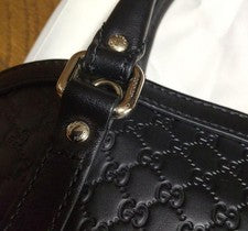 GUCCI Micro Guccissima 2-Way Handbag Black GG Embossed #QYGRRD