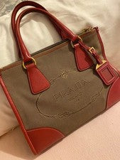 PRADA BN2288 Canapa Canvas Shoulder Tote Bag Women Japanese #PGHLO8