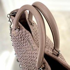 MIU MIU Matelass? Nappa Crystal Handbag Beige Leather #QY7XN7