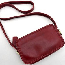 Old Coach Leather Camera Bag Shoulder Bag Red #QY90TP