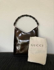 GUCCI Bamboo Patent Leather Handbag #QY9N8M