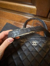 CHANEL Caviar Skin Black Matelassé Bag #QYDK40
