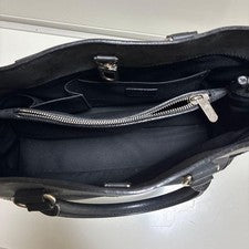 LOUIS VUITTON Black Leather Handbag Silver Hardware Made in France Elega #QY8DU3