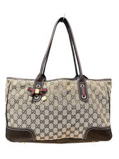 GUCCI Sherry Ribbon GG Monogram Tote Bag Brown with Dust Bag #PCAJ3K