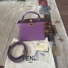 FENDI Peekaboo Iseeu Petite Purple 2-Way Bag Leather #QYIO8Z