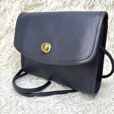 USA COACH 334 Old Coach Leather Shoulder Bag, Navy, Hardware #QYC0ED