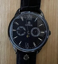 LOBOR MERIDIAN Quartz Watch, Black #QYCVKR