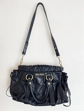 Miu Miu Black Vitello Lux Leather Tote