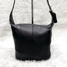 High-quality leather Old Coach one-shoulder bag, black. #QY55MF