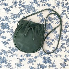 COACH Classic Drawstring Shoulder Bag Green Leather USA 80s 90s #QYC8CM