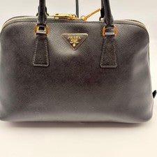 PRADA Saffiano Dome-Shaped Handbag, Black with Gold Hardware #QY5EWM