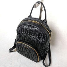 Miu Miu Rucksack Matelasse Leather Backpack Black Gold