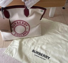BURBERRY logo canvas handbag White Women #QY9X1K