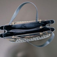 DIOR logo pattern handbag, navy and gray. Leather Women #QYAQQY