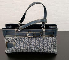 DIOR logo pattern handbag, navy and gray. Leather Women #QYAQQY