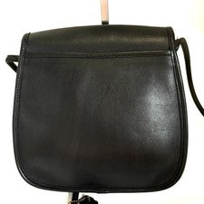 Old Coach Shoulder Bag Pochette Leather Flap Black #QY2SL7