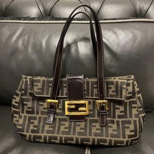 FENDI Zucca handbag, Classic. Brown Leather Women #QY003D