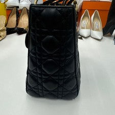 DIOR Lady Dior Black Quilted Leather Handbag #QYKEL6