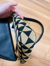 PRADA Symbol Leather x Fabric 2-Way Bag Black #QYARSR