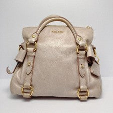 5366◯ miu miu 2way handbag ribbon leather