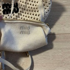 Miu Miu Mesh Handbag, White, with Pouch and Shoulder Strap #QYJANQ