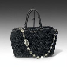 MIU MIU Matelass? handbag, black leather Women #QY1QWJ