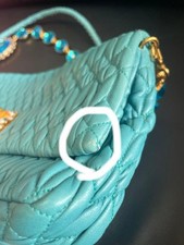 MIU MIU Nappa Crystal Matelasse Turquoise Blue Shoulder Bag #QYF1VE