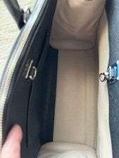 Black and gray handbag with lock #QY908J
