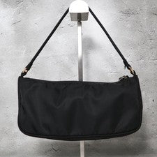 0708 PRADA MV633 Nylon One-Shoulder Bag, Black, Triangle Logo #QY00JY