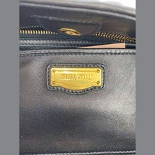 MIU MIU Matelass? 2-Way Handbag, Black Leather Women #QY1QXG