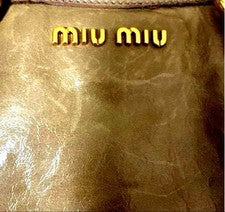 MIU MIU Vitello Beige Leather Handbag with Shoulder Strap #QY9OAU