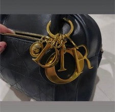 Lady Dior leather bag, black #QY2D9S