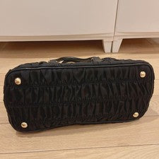 PRADA handbag, black, gathered nylon #QY4BPP
