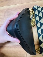 PRADA Symbol Leather x Fabric 2-Way Bag Black #QYARSR