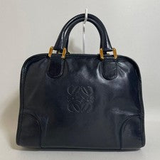 LOEWE Amazona Handbag Black Leather Anagram Logo H23 W32 D14 #QYGQ91