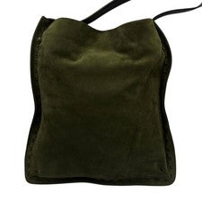 Old Coach Suede Shoulder Bag, Nubuck Leather, Olive Green #QYHL51