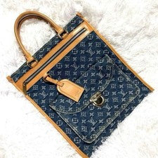 LOUIS VUITTON Monogram Denim Flat Shopper Bag #QYGI8R