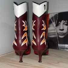 MIU MIU Leather Western Boots Pointed Toe