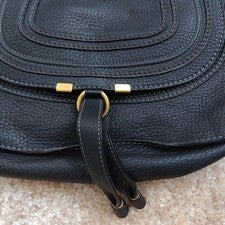 Chloe Marcie Black 2-Way Double Carry Bag with Strap #QYJYGP