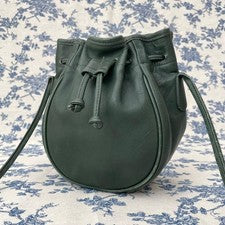 COACH Classic Drawstring Shoulder Bag Green Leather USA 80s 90s #QYC8CM