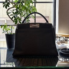 FENDI Peekaboo Selleria Medium 2-Way Shoulder Bag White #QY2E46