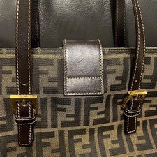 FENDI Zucca handbag, Classic. Brown Leather Women #QY003D