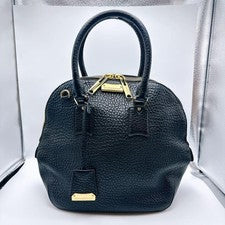 Burberry Leather 2-Way Handbag/Shoulder Bag, Black, Large Capacity #QYH6DZ